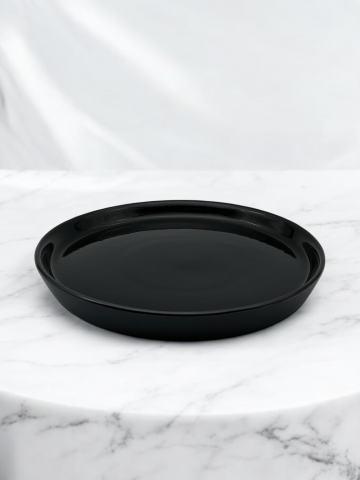 Farfurie Vulcano Mare 25cm Gresie Ceramica ( Negru lucios interior, Negru mat exterior) [1]
