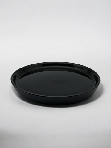 Farfurie Vulcano Mare 25cm Gresie Ceramica ( Negru lucios interior, Negru mat exterior) [2]