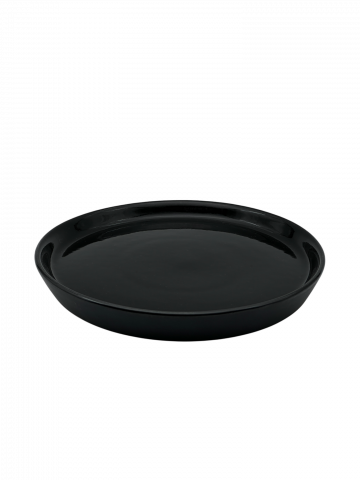 Depozit HORECA din STOC Restaurante și Cafenele B2B - Farfurie Vulcano Mare 25cm Gresie Ceramica ( Negru lucios interior, Negru mat exterior)