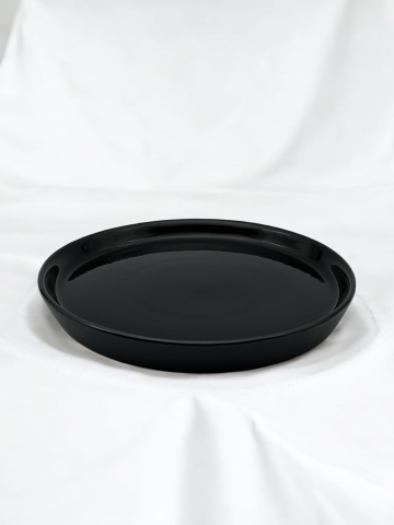 Farfurie Vulcano Mare 25cm Gresie Ceramica ( Negru lucios interior, Negru mat exterior) [3]