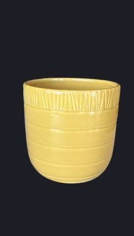 Obiecte Decorative - Ghiveci Flori Ocru Linii HOME (Diamentru 13 cm Inaltime 13 cm) mascã ceramică