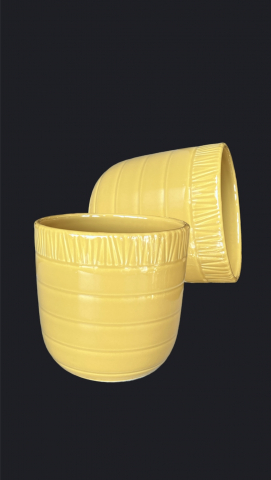 Ghiveci Flori Ocru Linii HOME (Diamentru 13 cm Inaltime 13 cm) mascã ceramică [1]