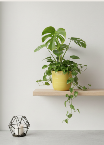 Obiecte Decorative - Ghiveci Flori Ocru Linii HOME (Diamentru 13 cm Inaltime 13 cm) mascã ceramică