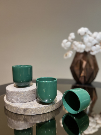 Cești Cafea Căni & Pahare - Pahar Ceramica Senso Novum (Verde Royal, Lucios, 250ml) Gresie Glazuratã Manual
