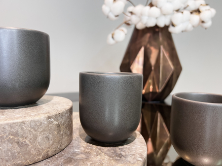 Pahar Cafea Novum Vulcano (Negru Antracit-Mat, 150ml) Gresie Glazuratã Manual [1]