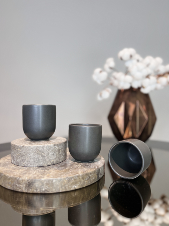 Pahar Cafea Novum Vulcano (Negru Antracit-Mat, 150ml) Gresie Glazuratã Manual [0]