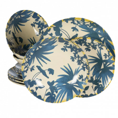 Set 12 Piese Summer 33 Albastru Inchis: 4 Farfurii Întinse 26cm, 4 Farfurii Desert 20cm & 4 Boluri 21cm/500ml