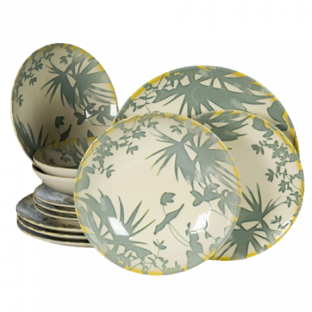 Set 12 Piese Summer 44 Gri: 4 Farfurii Întinse 26cm, 4 Farfurii Desert 20cm & 4 Boluri 21cm/500ml
