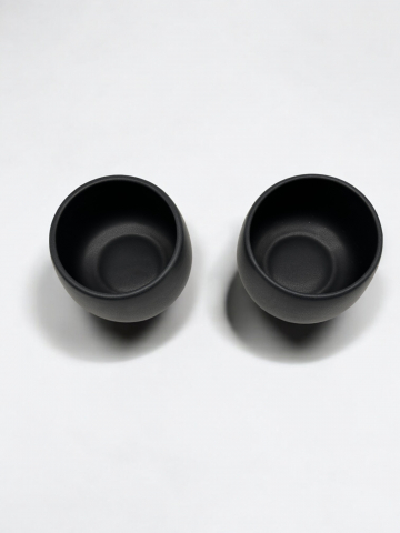 Set 2 Pahare Cafea NOVUM Vulcano Cappucino (Negru Carbon Mat 330ml) Flat White, Latte, Cappucino [5]