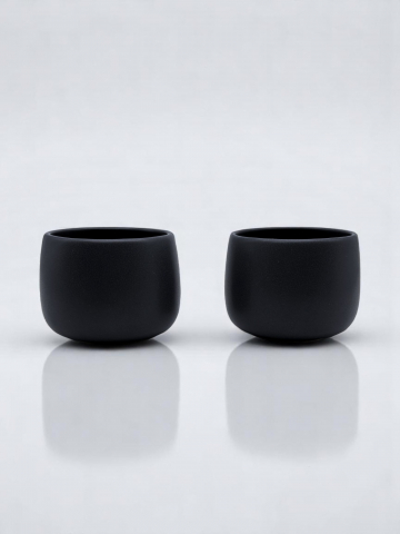 Set 2 Pahare Cafea NOVUM Vulcano Cappucino (Negru Carbon Mat 330ml) Flat White, Latte, Cappucino [1]