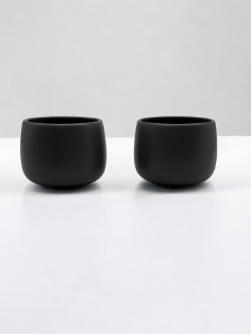 Set 2 Pahare Cafea NOVUM Vulcano Cappucino (Negru Carbon Mat 330ml) Flat White, Latte, Cappucino [9]