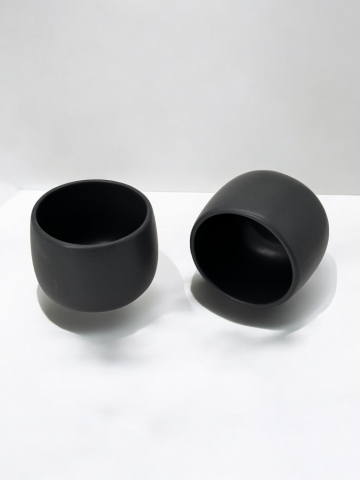 Set 2 Pahare Cafea NOVUM Vulcano Cappucino (Negru Carbon Mat 330ml) Flat White, Latte, Cappucino [8]