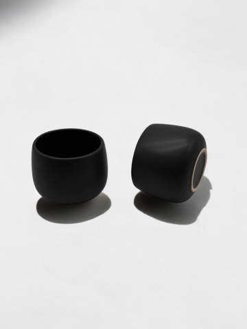 Set 2 Pahare Cafea NOVUM Vulcano Cappucino (Negru Carbon Mat 330ml) Flat White, Latte, Cappucino [7]