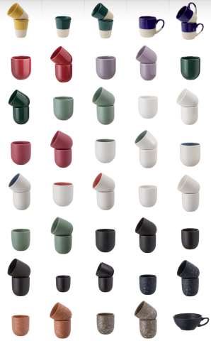 SET 2 PAHARE CAFEA VULCANO NEGRU CARBON MAT (1 PAHAR 250ML, 1 PAHAR 75ML) [10]