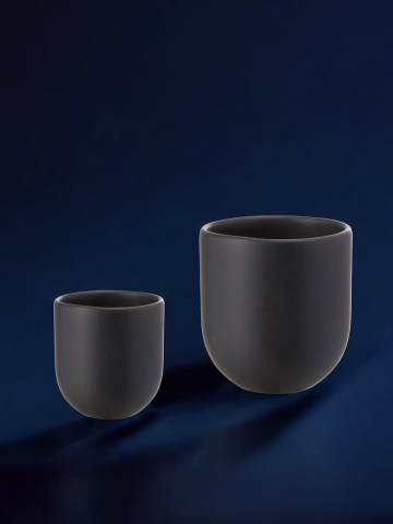 SET 2 PAHARE CAFEA VULCANO NEGRU CARBON MAT (1 PAHAR 250ML, 1 PAHAR 75ML) [4]