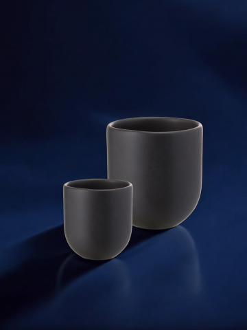 SET 2 PAHARE CAFEA VULCANO NEGRU CARBON MAT (1 PAHAR 250ML, 1 PAHAR 75ML) [0]