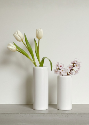 Obiecte Decorative - Set 2 Vaze Mari  Flori Nobel Alb Casablanca (1 Vaza 28cm + 1 Vaza 23cm)