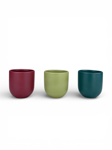 Set 3 cesti cafea Pahare Novum 250 ml - Set 3 cești cafea Pahare Novum Trio Terra, glazură mată, 250ml