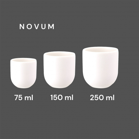 Căni & Cești - Set 3 Pahare Cafea NOVUM  Alb Mat (1 pahar 250ml, 1 pahar 150ml, 1 pahar 75ml)