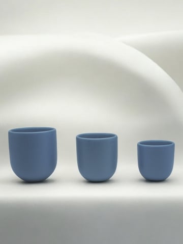 Căni & Cești - Set Pahare Cafea NOVUM Velaris Blue Moon – 3 Dimensiuni – Ceramică Mată Albastru Deschis