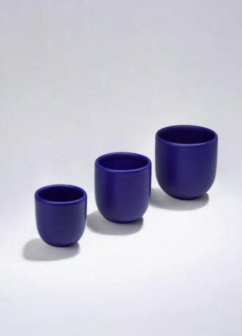 Set 3 Pahare Cafea NOVUM Velaris Cobalt Blue Ceramică Mată – 80 ml, 150 ml, 250 ml