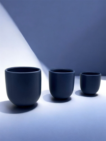 Cești Cafea Căni & Pahare - Set 3 Pahare Cafea NOVUM Velaris Negru Cerneala Indigo Ceramică Negru Indigo