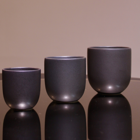 Set 3 Pahare Ceramicã Vulcano (250ml, 150ml, 50ml) Negru Carbon Mat [1]