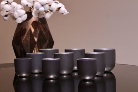 Set 90 Pahare Ceramicã Vulcano (30x250ml, 30x150ml, 30x75ml) Negru Carbon Mat [8]
