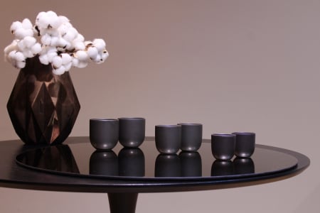 Set 90 Pahare Ceramicã Vulcano (30x250ml, 30x150ml, 30x75ml) Negru Carbon Mat [5]