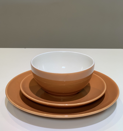 Set 3 Piese HOME Cărămiziu ( Farfurie 26 cm, Farfurie 20 cm, Bol 16 cm 450 ml ) [2]