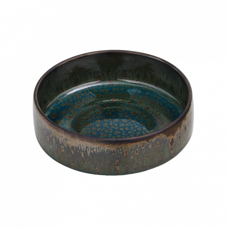 Set 3 Piese Verometal Glazura Albastru Verde Metalic Bronz Metalic Gri, Mat Argintiu ( Farfurie 25 cm, Farfurie 20 cm si Bol 450 ml ) [4]