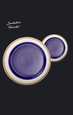 Set 4 Farfurii Sãrbãtori (2 Farfurii mari 25cm Sand Dune, 2 Farfurii mici 20cm Cobalt) [2]