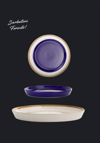 Set 4 Farfurii Sãrbãtori (2 Farfurii mari 25cm Sand Dune, 2 Farfurii mici 20cm Cobalt) [0]