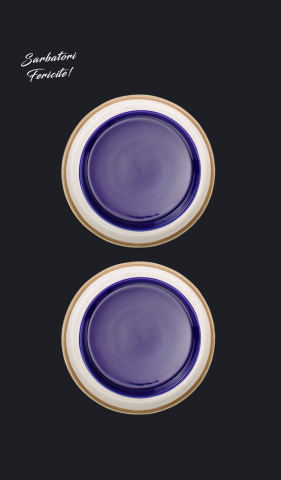 Set 4 Farfurii Sãrbãtori (2 Farfurii mari 25cm Sand Dune, 2 Farfurii mici 20cm Cobalt) [4]