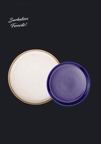 Set 4 Farfurii Sãrbãtori (2 Farfurii mari 25cm Sand Dune, 2 Farfurii mici 20cm Cobalt) [9]