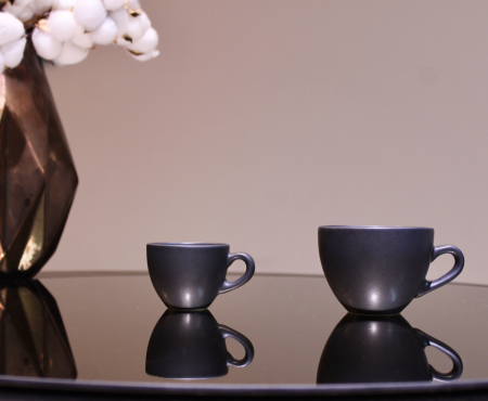 Set 200 Cesti + 200 Farfurii Cafea Vulcano (100 Cescã Espresso 70ml, 100 Ceașcă Cappuccino 200ml, 200 Farfurii ) Negru Mat Carbon [6]