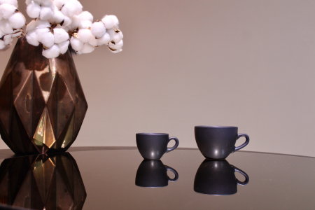 Set 200 Cesti + 200 Farfurii Cafea Vulcano (100 Cescã Espresso 70ml, 100 Ceașcă Cappuccino 200ml, 200 Farfurii ) Negru Mat Carbon