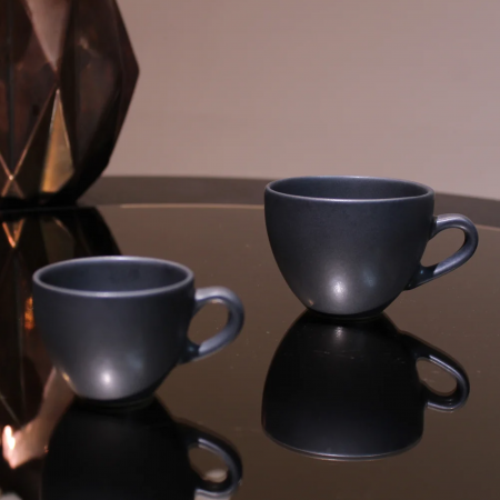 Set 48 Cesti Cafea Vulcano (24 Cesti Espresso 70ml, 24 Cesti Cappuccino 200ml) Negru Mat Carbon [0]