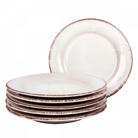 OUTLET -60% - Set 6 Farfurii Glaze Alb-Lapte 22cm