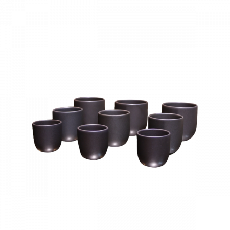 Cești Cafea Căni & Pahare - Set 90 Pahare Ceramicã Vulcano (30x250ml, 30x150ml, 30x75ml) Negru Carbon Mat