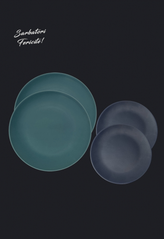 Set Cadou 4 Farfurii MADE Pantone (2 Farfurii Mari Verde Mat 26cm, 2 Farfurii Desert Indigo 21cm) [5]