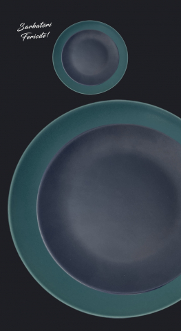 Set Cadou 4 Farfurii MADE Pantone (2 Farfurii Mari Verde Mat 26cm, 2 Farfurii Desert Indigo 21cm) [3]