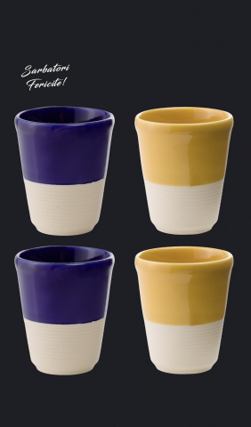 Set Cadou 4 Pahare Ceramică Arhitect Glaze Sãrbãtori (2 Pahare Albastru Cobalt 200ml, 2 Pahare Galbene 200ml) [5]