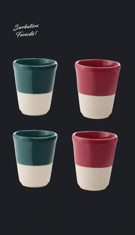 Set Cadou 4 Pahare Ceramică Arhitect Glaze Sãrbãtori (2 Pahare Rosii 200ml, 2 Pahare Verzi 200ml) [1]