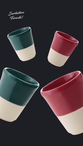 Set Cadou 4 Pahare Ceramică Arhitect Glaze Sãrbãtori (2 Pahare Rosii 200ml, 2 Pahare Verzi 200ml) [2]