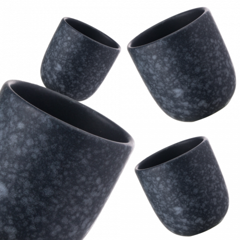 Set Cadou 4 Pahare Ceramica Novum (Granit-Negru, Mat, 150ml) Gresie Glazuratã Manual [2]