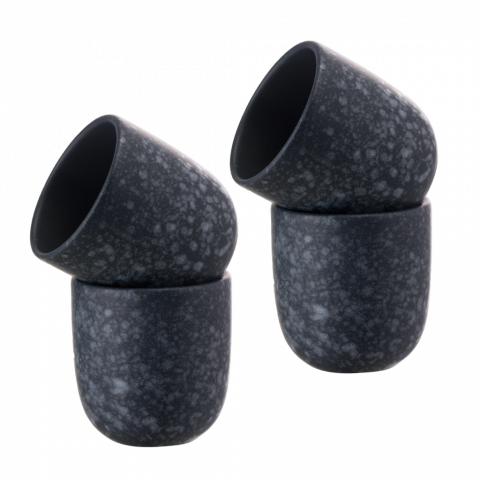 Set Cadou 4 Pahare Ceramica Novum (Granit-Negru, Mat, 150ml) Gresie Glazuratã Manual [1]