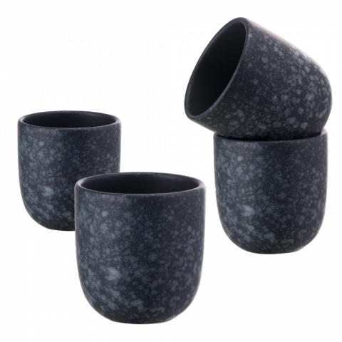 Set Cadou 4 Pahare Ceramica Novum (Granit-Negru, Mat, 150ml) Gresie Glazuratã Manual [0]