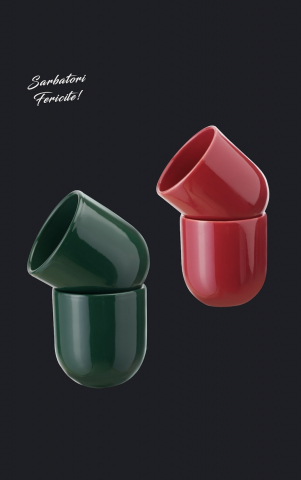 Set Cadou 4 Pahare Ceramică Novum Sãrbãtori (2 Pahare Rosii 250ml, 2 Pahare Verzi 250ml)