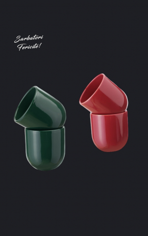 Set Cadou 4 Pahare Ceramică Novum Sãrbãtori (2 Pahare Rosii 250ml, 2 Pahare Verzi 250ml) [4]